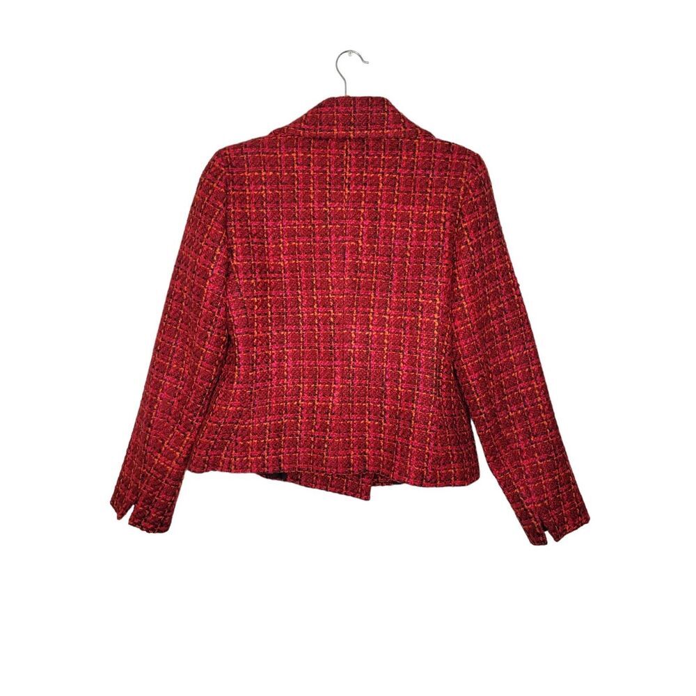 Talbots Wool Blend Blazer Womens 8 Tweed Burgundy Old Money Textured Jacket - Picture 2 of 12
